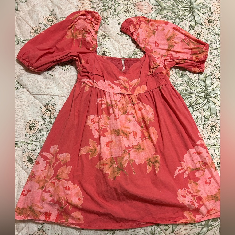 Free People L Pink Floral Mini Dress